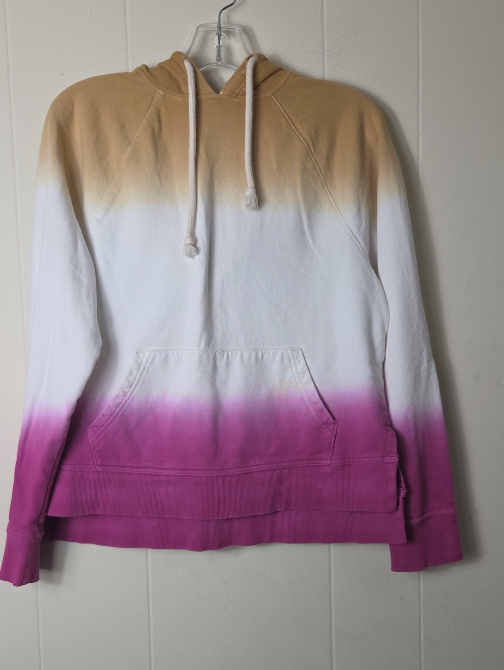 Ombre Pullover Hoodie Sweater - Cream, White & Pink